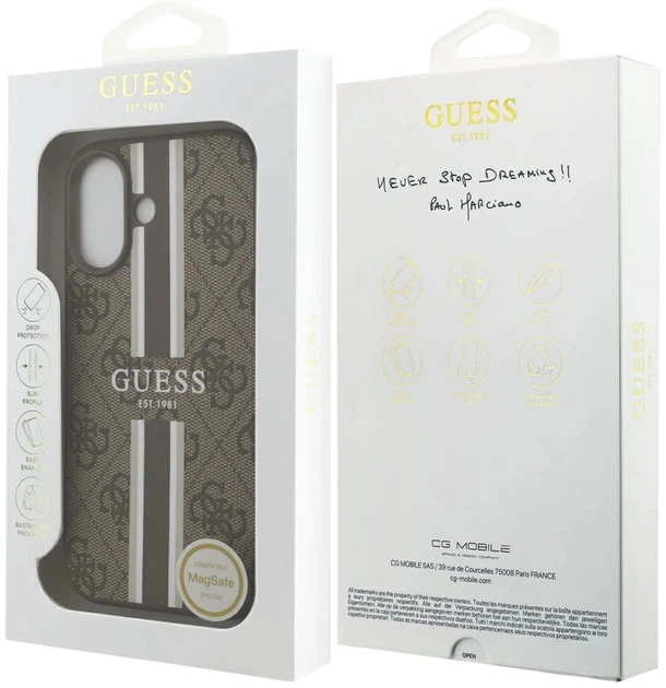 Панель Guess 4G Printed Stripes MagSafe для Apple iPhone 17 Brown (3666339491406) - зображення 8
