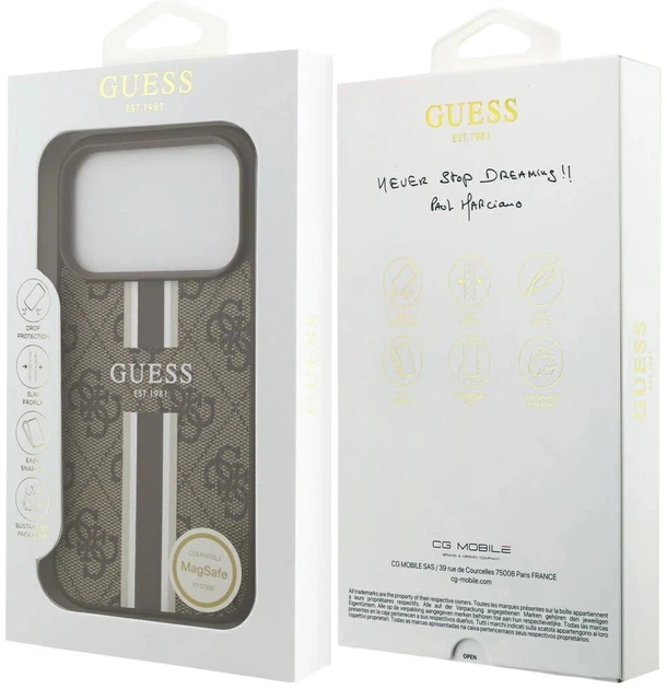 Панель Guess 4G Printed Stripes MagSafe для Apple iPhone 17 Pro Brown (3666339491420) - зображення 8