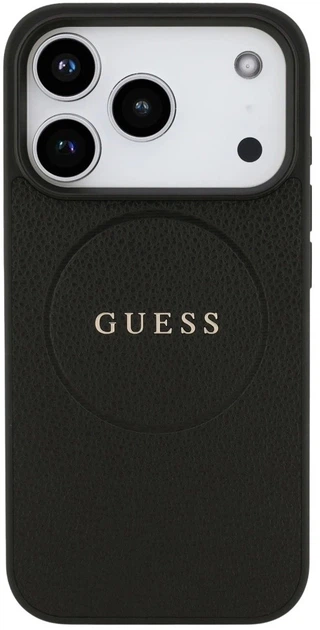 Etui plecki Guess Grained Ring MagSafe do Apple iPhone 17 Pro Max Black (3666339490911) - obraz 3