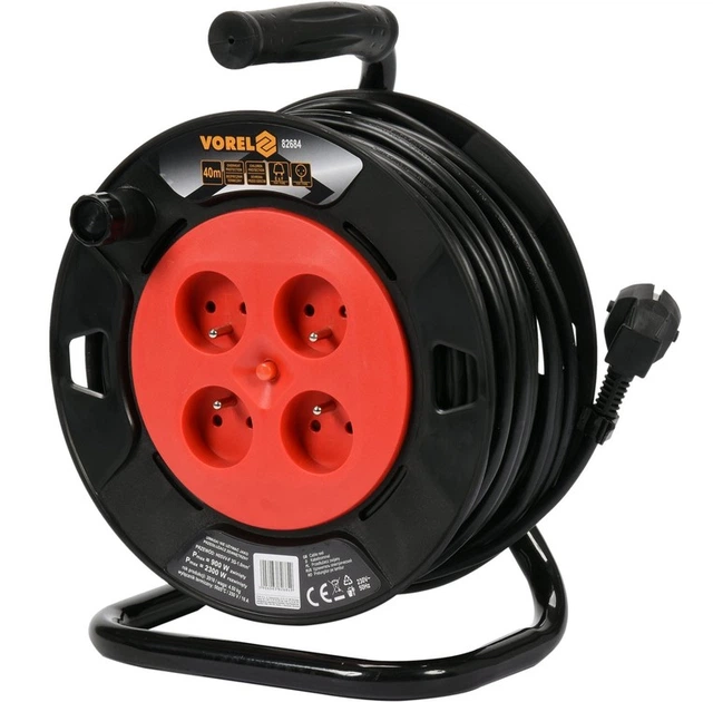 Подовжувач на котушці VOREL 82682 4 розетки 3 x 1 мм² 25 м (5906083826825) - зображення 3