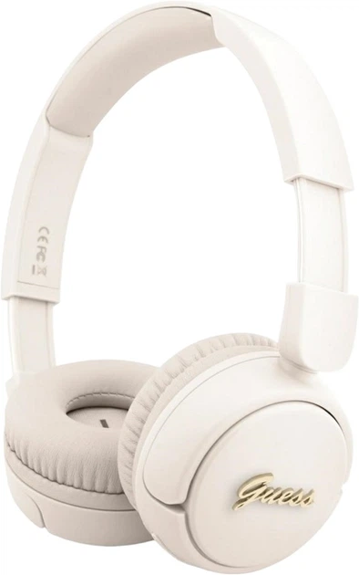 Słuchawki Guess Metal Logo Script Beige (GUBHV6SCE) - obraz 2