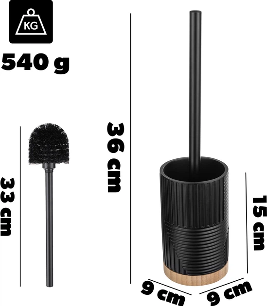 Йоржик для унітазу Kadax Lunel круглий Чорний (K10208) - зображення 4