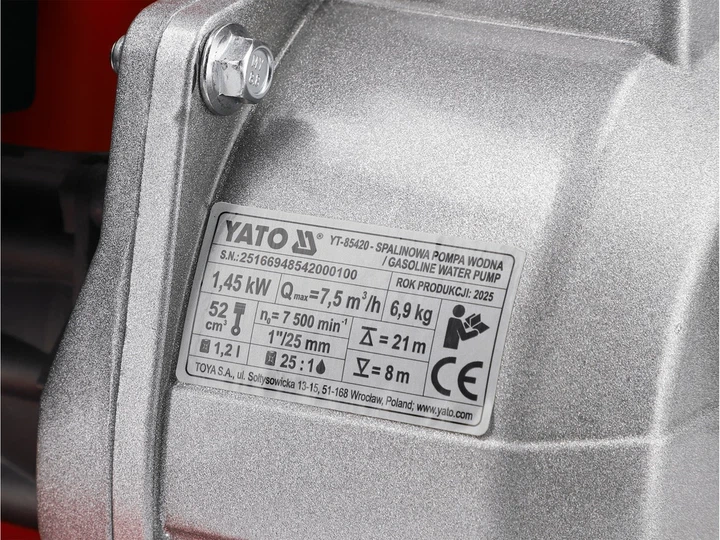 Водяний насос Yato YT‑85420 бензиновий 25  мм (5906083116919) - зображення 12
