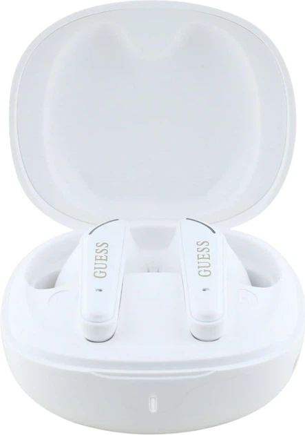 Słuchawki Guess Flat Classic Logo Electroplated TWS White (GUTWST7FCEEH) - obraz 3