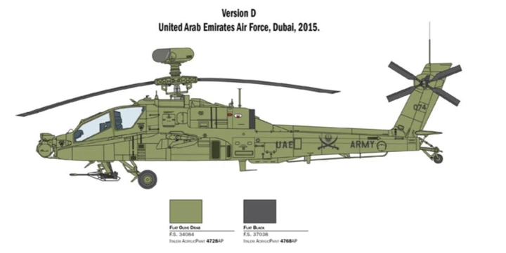 Збірна модель 1:48 вертоліт AH-64D "Apache Longbow" Italeri 2748 - изображение 6