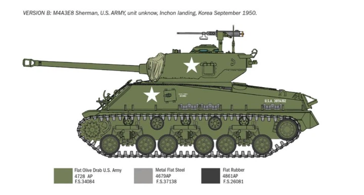 Збірна модель 1:35 танк M4A3E8 Sherman Корейська війна Italeri 6586 - Фото 5 Збірна модель 1:35 танк M4A3E8 Sherman Корейська війна Italeri 6586 - изображение 5