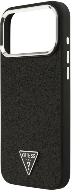 Etui plecki Guess Glitter Triangle Logo MagSafe do Apple iPhone 17 Pro Max Black (3666339516826) - obraz 5