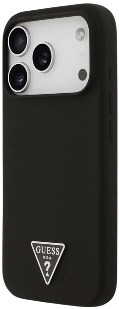 Etui plecki Guess Silicone Triangle Logo MagSafe do Apple iPhone 17 Pro Max Black (3666339517144) - obraz 2