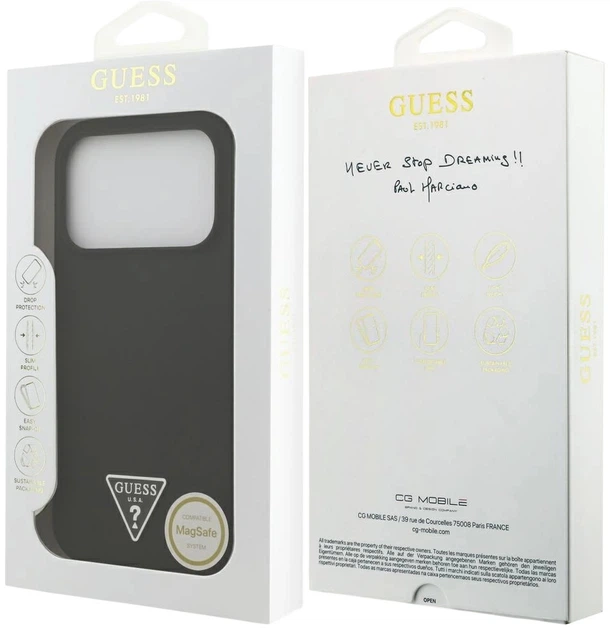 Etui plecki Guess Silicone Triangle Logo MagSafe do Apple iPhone 17 Pro Max Black (3666339517144) - obraz 8