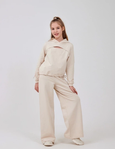 Костюм (свитшот+штаны) для девочки SMIL 117516-1 Светло-бежевый р.146 - Фото 1 Костюм (свитшот+штаны) для девочки SMIL 117516-1 Светло-бежевый р.146 - изображение 1