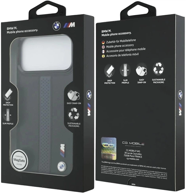 Etui BMW M Perforated Stripe Logo MagSafe do Apple iPhone 17 Pro Max Black (3666339481513) - obraz 8