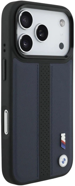 Etui BMW M Perforated Stripe Logo MagSafe do Apple iPhone 17 Pro Max Navy Blue (3666339481834) - obraz 4