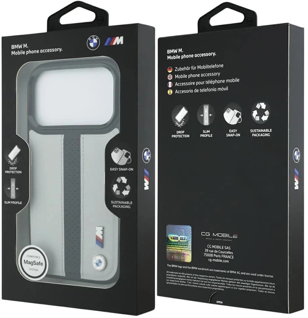 Etui BMW M Perforated Stripe Logo MagSafe do Apple iPhone 17 Pro Max Grey (3666339481995) - obraz 8