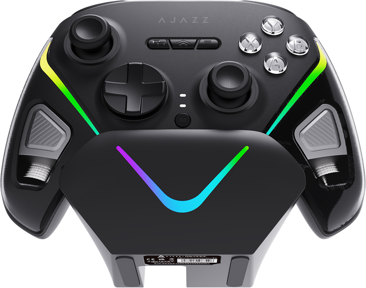 Бездротовий геймпад із зарядною станцією Ajazz GP100S 2.4G/BT/USB Switch/PC/iOS/Android RGB Black (GP100S-B) - Фото 2 Бездротовий геймпад із зарядною станцією Ajazz GP100S 2.4G/BT/USB Switch/PC/iOS/Android RGB Black (GP100S-B) - зображення 2