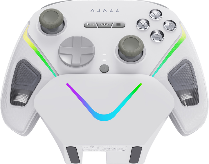 Беспроводной геймпад с зарядной станцией Ajazz GP100S 2.4G/BT/USB Switch/PC/iOS/Android RGB White (GP100S-W) - изображение 2