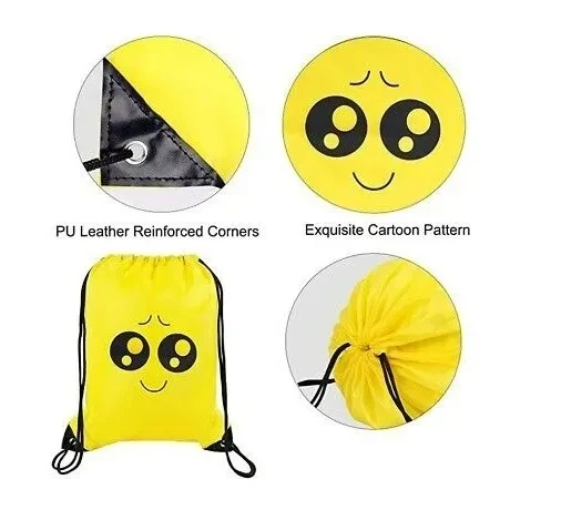 Наплічна сумка - мішок на шнурку Fashionwu Emoji, 6 штук - зображення 3