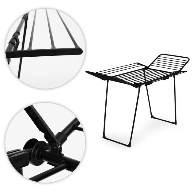 Сушарка для одягу Modern Home BJ-1925 стояча розкладна 4 крила Чорна (5905817009374) - зображення 5