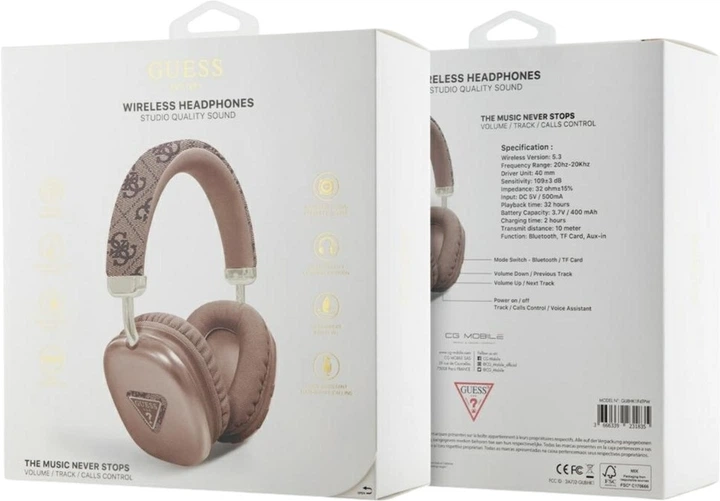 Słuchawki Guess 4G Triangle Logo Brown (GUBHK1P4TPW) - obraz 4