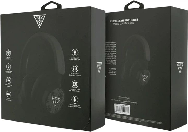 Słuchawki Guess 4G Triangle Logo Black (GUBHC15PMRTRK) - obraz 7