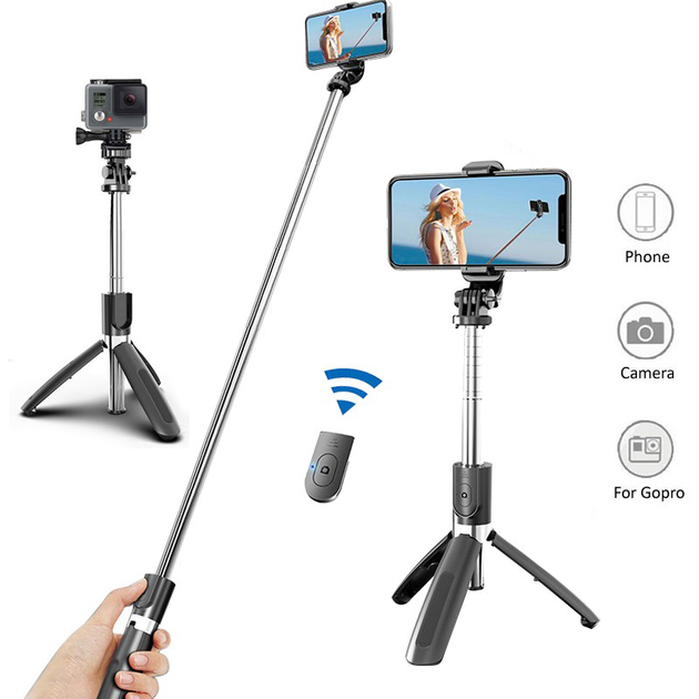 Набор блогера 5в1 Кольцевая разноцветная лампа 45см RGB Selfie Ring light со штативом 2метра, микрофон петличка, монопод трипод и пульт управления камерой - изображение 2