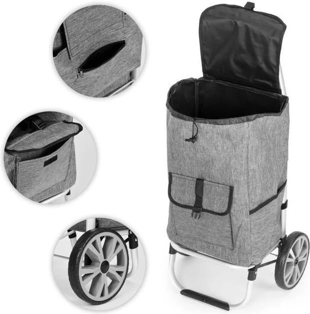 Wózek na zakupy ModernHome by Multistore z dużymi kołami 33 l Szary (PGJSFC020-GY) - obraz 8