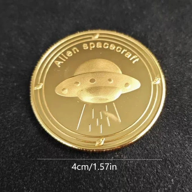 Позолоченная сувенирная монета Alien UFO — коллекционный подарок для любителей космоса и НЛО - Фото 7 Позолоченная сувенирная монета Alien UFO — коллекционный подарок для любителей космоса и НЛО - изображение 7
