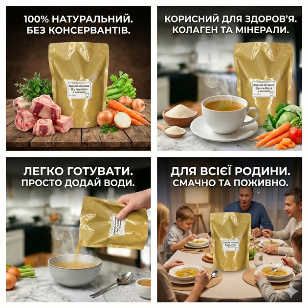 Бульйон кістковий яловичий з овочами, тривалого зберігання. 350 мл. Papapepper - изображение 2