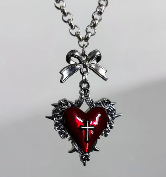 Цепочка Fashion Jewerly сердце с крестами и бантиками в готическом стиле, бижутерия серебристый цвет, 40+5 см (SVS) - Фото 2 Цепочка Fashion Jewerly сердце с крестами и бантиками в готическом стиле, бижутерия серебристый цвет, 40+5 см (SVS) - изображение 2