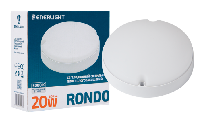 Светильник светодиодный ENERLIGHT RONDO 20Вт 5000К IP65 - Фото 1 Светильник светодиодный ENERLIGHT RONDO 20Вт 5000К IP65 - изображение 1