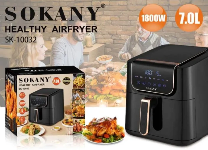 Аерофритюрка безмасляна Sokany SK-10032 на 7л електричний аерогриль з сенсорним керуванням 1800Вт - зображення 3