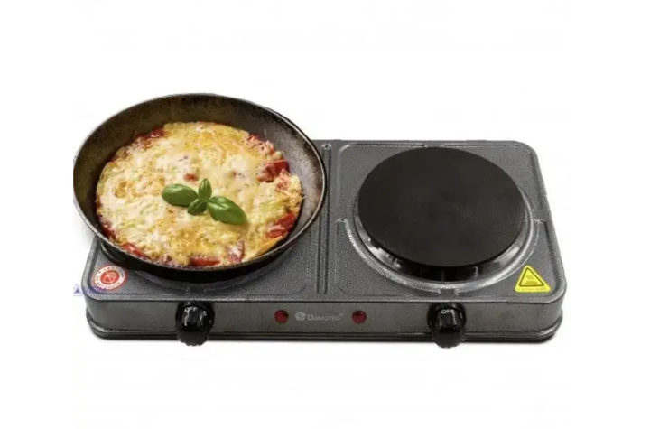 Електроплита Domotec MS-5822 — дискова настільна плита на 2 конфорки, 2000 Вт - зображення 2