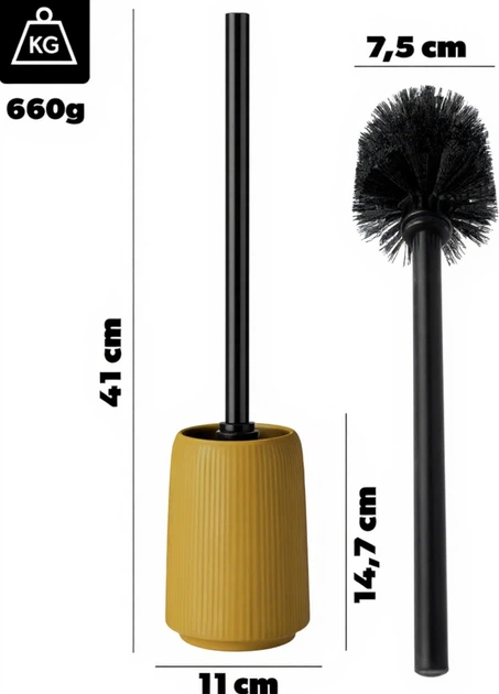 Йоржик для унітазу Kadax Mataro з контейнером 41 см Жовтий (K12163) - зображення 2