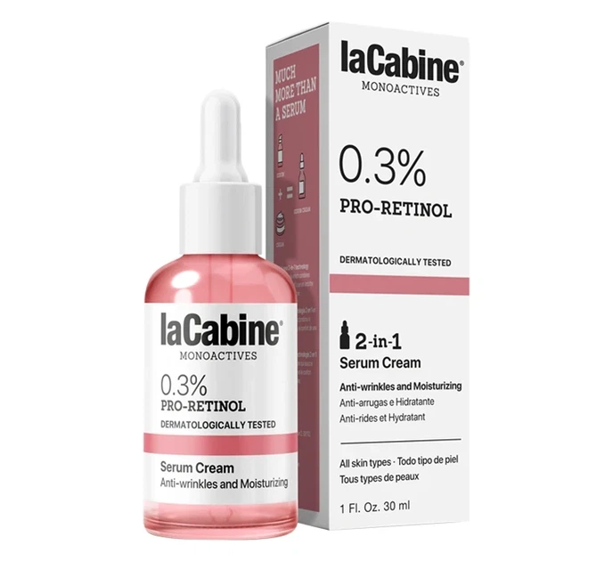 Увлажняющая крем-сыворотка против морщин кожи лица MONOACTIVES 0.3% PRO-RETINOL SERUM-CREAM LaCabine 30 мл - Фото 1 Увлажняющая крем-сыворотка против морщин кожи лица MONOACTIVES 0.3% PRO-RETINOL SERUM-CREAM LaCabine 30 мл - изображение 1