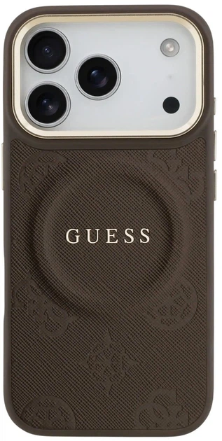 Панель Guess Peony Hot Stamp MagSafe для Apple iPhone 17 Pro Brown (3666339520014) - зображення 3
