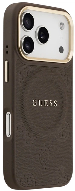Панель Guess Peony Hot Stamp MagSafe для Apple iPhone 17 Pro Brown (3666339520014) - зображення 4