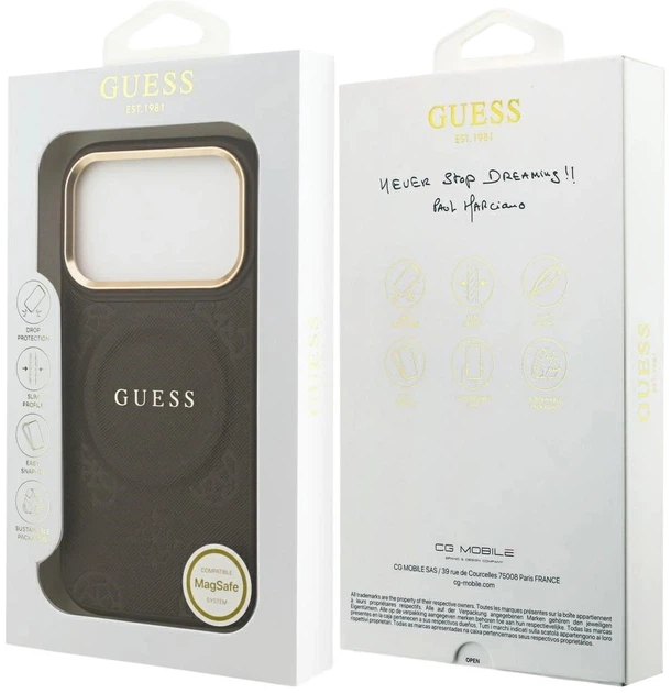 Панель Guess Peony Hot Stamp MagSafe для Apple iPhone 17 Pro Brown (3666339520014) - зображення 8