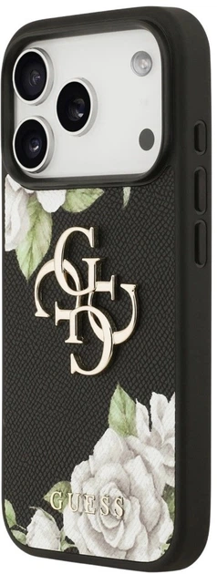 Панель Guess Grained Roses & Big 4G Logo для Apple iPhone 17 Pro Black (3666339490102) - зображення 2