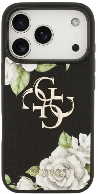 Панель Guess Grained Roses & Big 4G Logo для Apple iPhone 17 Pro Black (3666339490102) - зображення 3