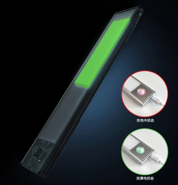 Настенный светодиодный LED USB аккумулятор светильник 40 см с датчиком движения ночник с магнитным креплением на стену/шкаф с USB зарядкой - изображение 11