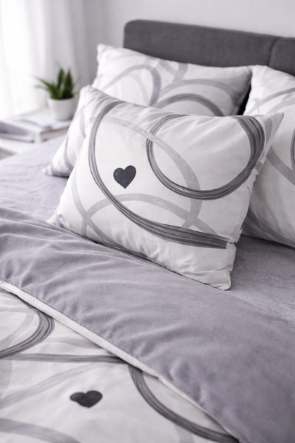 Постільна білизна Пакистанська бязь GOLD ЛЮКС, завитки плюс сірий скомпаньйон - зображення 2