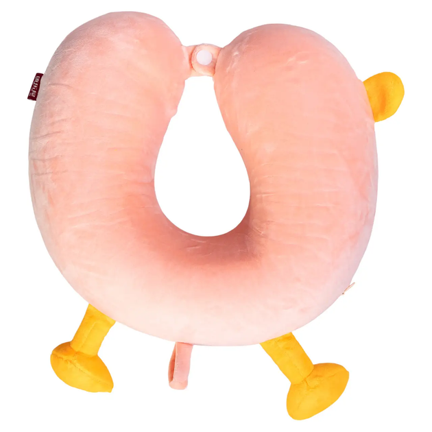 Подушка для подорожей Duck дорожня подушка для шиї в літак з ефектом пам'яті 30х30х10 см Рожевий - зображення 3
