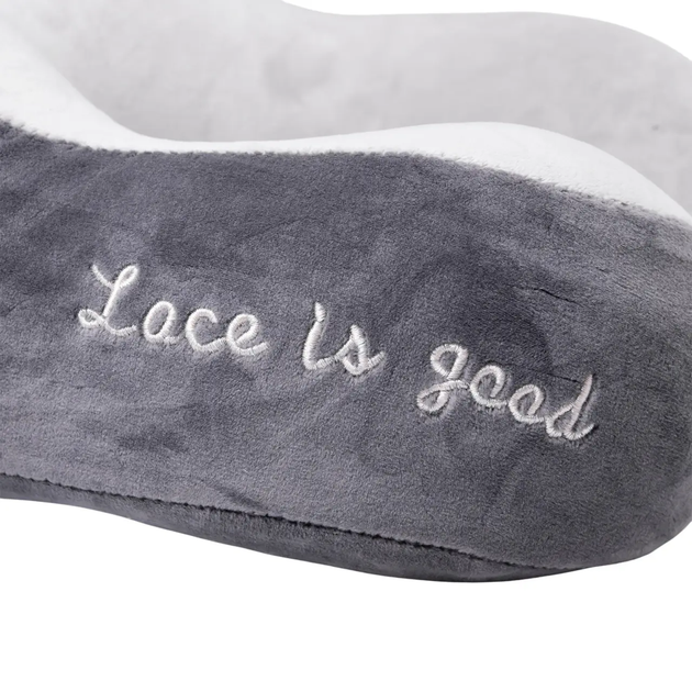 Подушка для путешествий Lace is good дорожная подушка для шеи в самолет с эффектом памяти 30х30х10 см Серый - Фото 7 Подушка для путешествий Lace is good дорожная подушка для шеи в самолет с эффектом памяти 30х30х10 см Серый - изображение 7