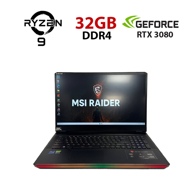 Ігровий ноутбук Б-класу MSI GE76 Raider 11UH / 17,3" (1920x1080) IPS / Intel Core i9-11980HK (8 (16 ядер по 3,3 - 5,0 ГГц) / 32 ГБ DDR4 / 512 ГБ SSD / nVidia GeForce RTX 3080, 16 ГБ GDDR6, 256-біт / WebCam б/в - Фото 1 Ігровий ноутбук Б-класу MSI GE76 Raider 11UH / 17,3" (1920x1080) IPS / Intel Core i9-11980HK (8 (16 ядер по 3,3 - 5,0 ГГц) / 32 ГБ DDR4 / 512 ГБ SSD / nVidia GeForce RTX 3080, 16 ГБ GDDR6, 256-біт / WebCam б/в - зображення 1