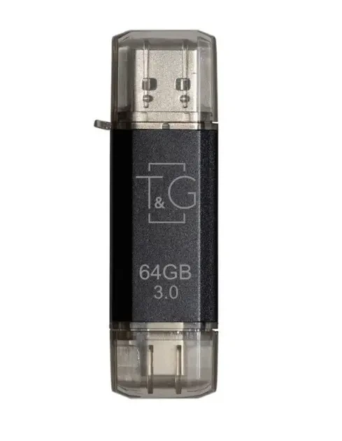 Флешка T&G 009 64GB USB3.0+Type-C чорна - изображение 2