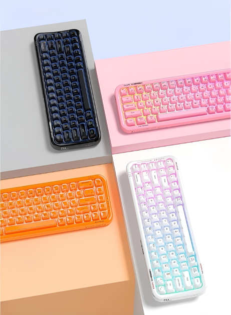 Клавіатура Mofii Pearl SK-711 з комбінованим підключенням, RGB підсвіткою та силіконовою підставкою під зап'ястя - Hermes orange - зображення 7