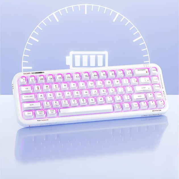 Клавиатура Mofii Pearl SK-711 с комбинированным подключением, RGB подсветкой и силиконовой подставкой под запястья - Pearl white - изображение 6