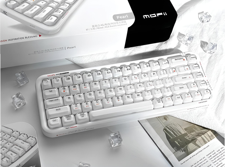 Клавиатура Mofii Pearl SK-711 с комбинированным подключением, RGB подсветкой и силиконовой подставкой под запястья - Pearl white - изображение 7