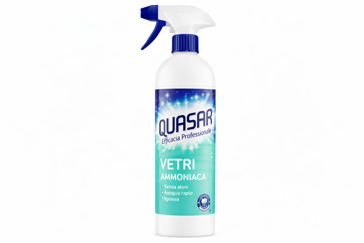 Очисний засіб для скляних поверхонь QUASAR VETRI CON AMMONIACA 580 мл - Фото 1 Очисний засіб для скляних поверхонь QUASAR VETRI CON AMMONIACA 580 мл - зображення 1