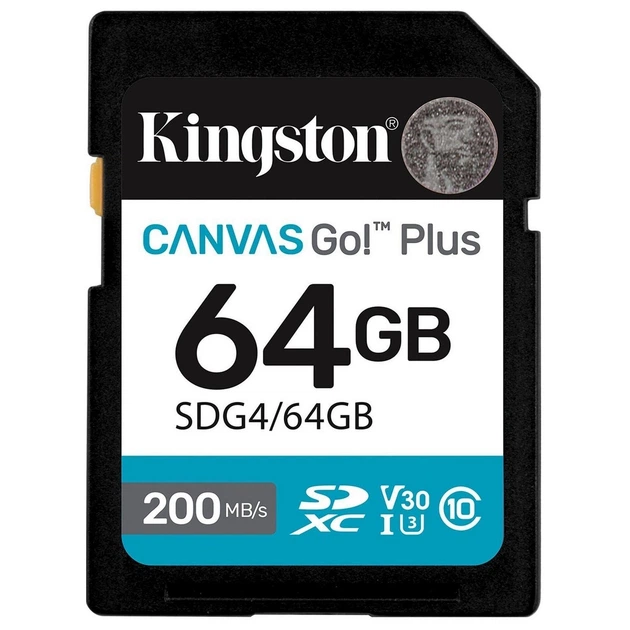 Карта пам'яті Kingston SD 64GB C10 UHS-I U3 V30 R200MB/s (SDG4/64GB) - Фото 1 Карта пам'яті Kingston SD 64GB C10 UHS-I U3 V30 R200MB/s (SDG4/64GB) - зображення 1