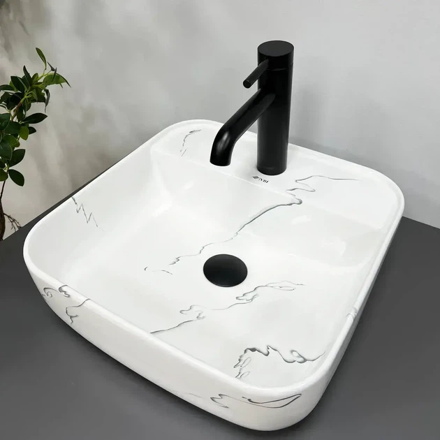 Умывальник накладной VBI Ragusa S 395х390 прямоугольный, с узором (VBI-014502) - изображение 4